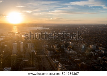 Sunset view of Toronto City from above - Toronto, Ontario, Canada