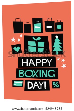 Happy Boxing Day! (Flat Style Vector Illustration Quote Poster Design)