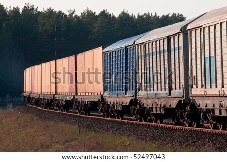 Freight train passing the forest