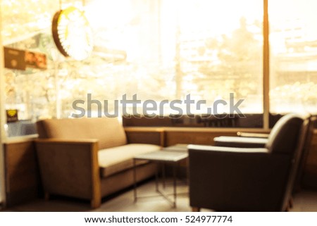 Blurred cafe background ,Coffee shop blur background with bokeh. vintage filter effect