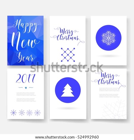 Colorful Merry Christmas flyer. Posters set. Template for Greeting, Congratulations, Invitations. Postcard, invitation. 