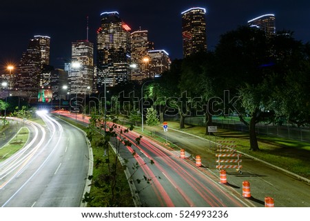 A view of downtown Houston at night