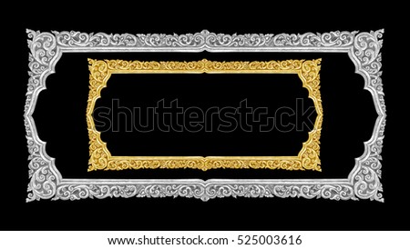 old decorative gold frame - handmade, engraved - isolated on black background