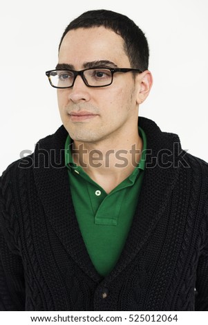 Men Caucasian Wearing Glasses Polo Shirt Concept