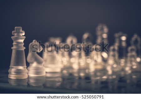 Chess king. Strategy game. Black or white piece. Victory, power, leadership, competition  concept.  Checkmate. Play challenge. Object move on board. Pawn or queen win.