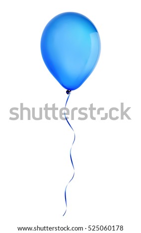 blue happy holiday air flying balloon isolated on white background. Royalty-Free Stock Photo #525060178