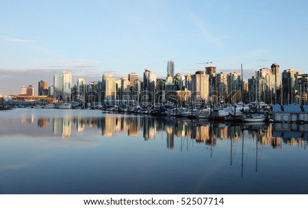 Coal Harbor at sunset, Vancouver, British Columbia