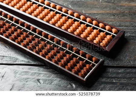 japanese style of bamboo abacus on the desk