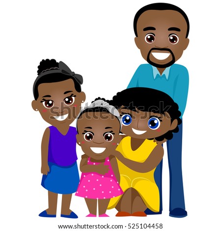Illustration of Black Family Set