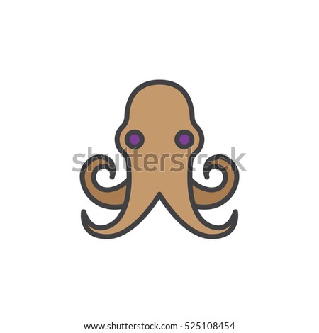 Octopus line icon, filled outline vector sign, linear colorful pictogram isolated on white. logo illustration