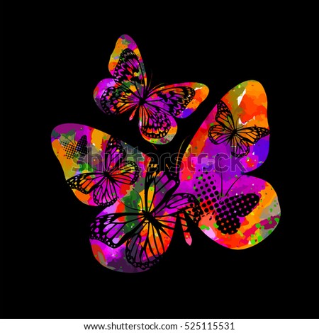 watercolor colorful butterflies. Vector