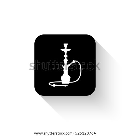 silhouette of a hookah - white vector  icon with shadow