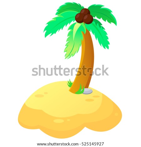 illustration of palm tree in island on isolated background