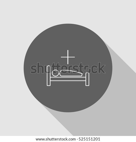 man, patient in medical bed outline icon vector, for mobile and web design 