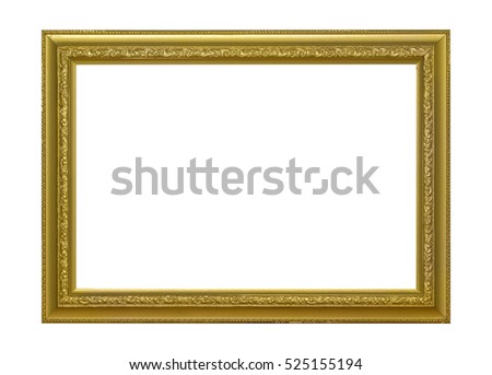Gold wooden frame for painting or picture on white background. isolated.
