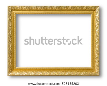Gold frame for painting or picture on white background.  isolated.

