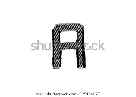 Alphabet from jeans fabric isolated on white background. Letter A