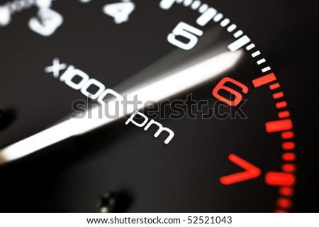 Rev counter of a car .Tachemeter close up. Royalty-Free Stock Photo #52521043