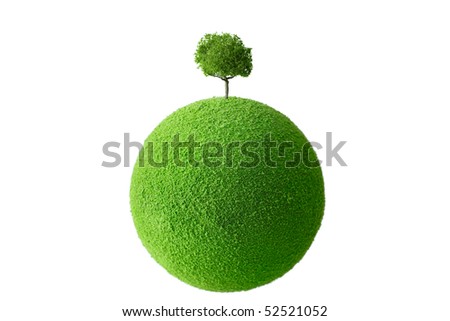 Planet with tree and grass