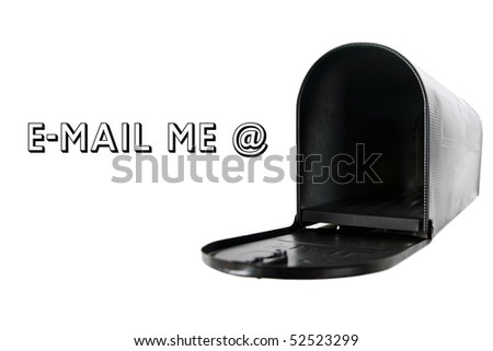mail box isolated on white with removable text requesting email