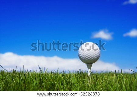 Golf ball on a tee, simple golf background