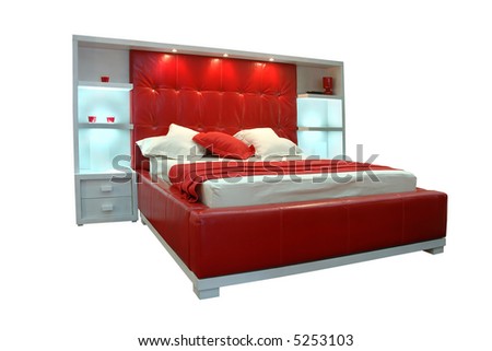 Modern bed on white background
