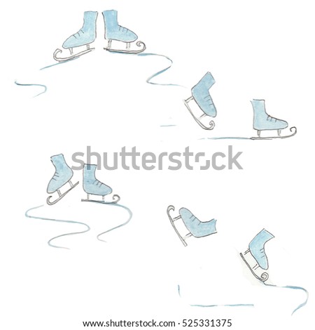 Watercolor skates pattern