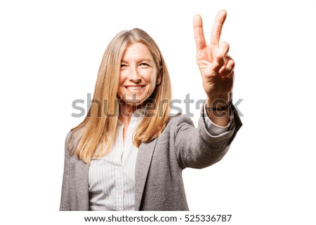 senior beautiful woman with number sign