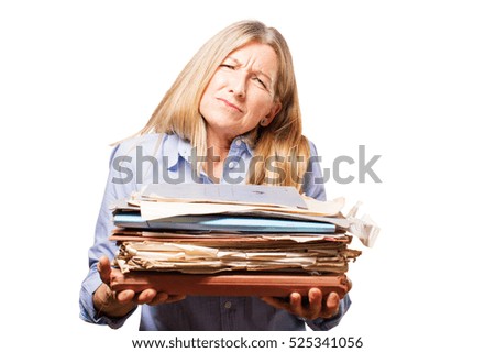 senior beautiful woman with files