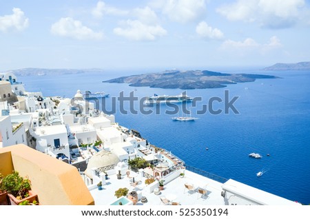 beautiful view of the sea from the mountains of Santorini