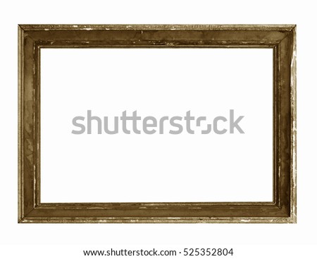 Old wooden frame isolated on white background.