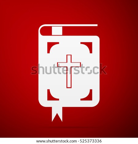 Bible flat icon on red background