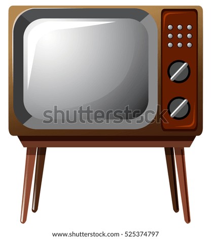 Television with wooden legs illustration