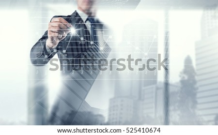 His business growth and progress . Mixed media Royalty-Free Stock Photo #525410674