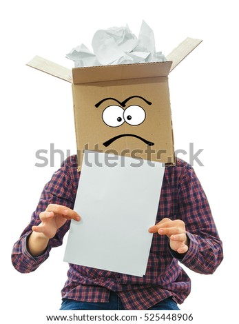 Man with smiling box over his head