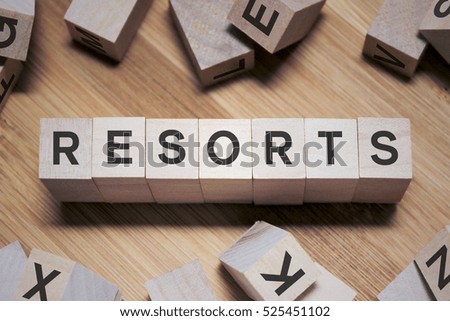 Resorts Word Written In Wooden Cube