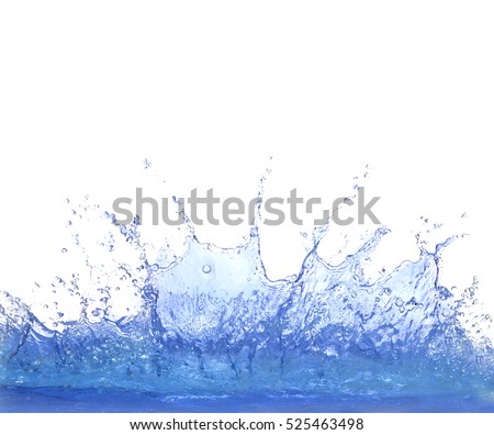 clear blue water splashing isolate on white background