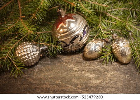 Christmas background with vintage decorations