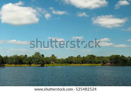 beautiful lake with blue sky