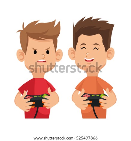two gamer happy and angry with game pad controller