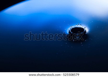 Water drop against blue background.