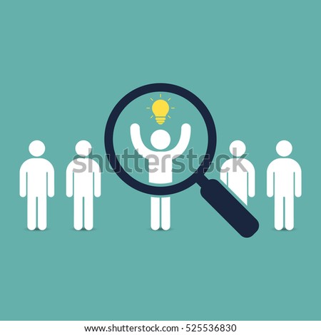 Search for talent with idea. Looking for employees and job, business, human resource. Looking for talent. Search man vector icon. Job search. Royalty-Free Stock Photo #525536830