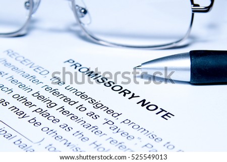 Promissory Note Blue Background
