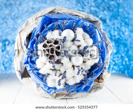 Christmas bouquet of lavender and cotton