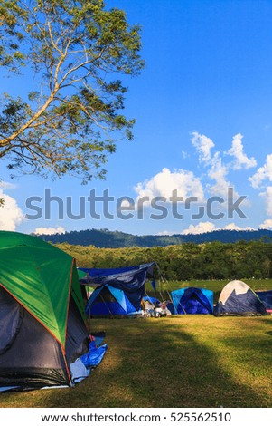 Holiday camping with twilight background in morning sunrise