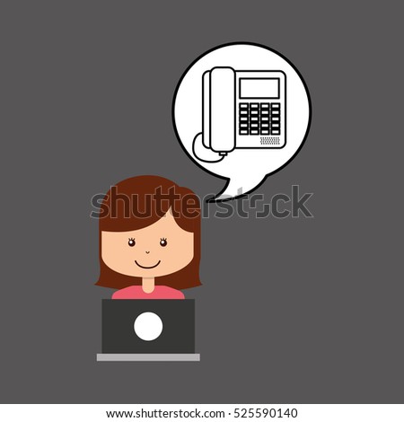 support assitance concept girl with line service vector illustration eps 10