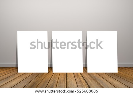 white poster in empty room.space for your text and picture.product display template.Business presentation.clipping path include.white wall and wooden floor