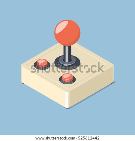 Retro joystick gamepad icon. Video game controller symbol. Isometric vector illustration Royalty-Free Stock Photo #525612442