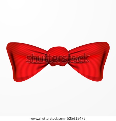 Vector red bow tie, realistic design, isolated on white background