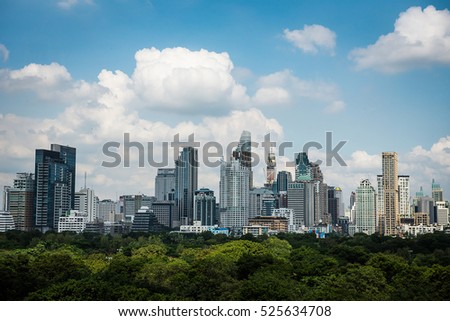 Cityscape with park and sky